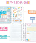 Blank Recipe Book For Writing Your Own Dishes Spiral Notebook with 79 Blank Pages showing kitchen conversions and recipe pages
