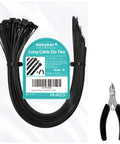 24 Inch Heavy Duty Cable Zip Ties Set With Wire Cutter Black Nylon Ties 175 Lb Tensile Strength 50 Pack Long Outdoor UV Resistant Tie Wraps For Wiring Automotive And DIY Projects shown with label and cutter