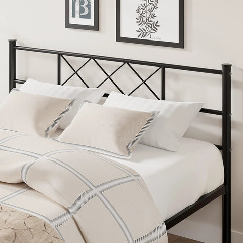 Top view of Queen Size Bed Frame With Integrated Headboard, Hella Sturdy Steel Base, Built Like A Tank For Serious Support, Zero Box Spring Drama Required, Effortless Assembly Design In Classic Matte Black.