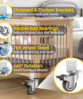 2 Inch Side Mount Casters Set Of 4 With Thick L Shaped Plate, Built Tough Heavy Duty Swivel Wheels With Brakes installed on crib