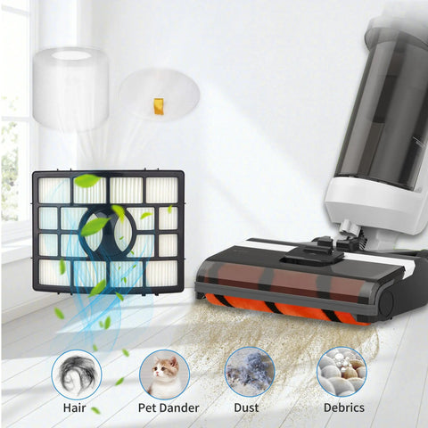 Foam HEPA Filter And Brush Roll Replacement Kit For Apex DuoClean Lift Away Vacuum Cleaners Must Have Upgrade with filters shown
