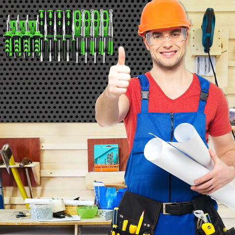 Heavy Duty Wall Mounted Tool Organizer For Pliers And Small Tools Metal Screwdriver Holder Rack With 23 Holes mounted in workshop
