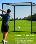 10 Ft Golf Practice Net For Indoor Outdoor Backyard Driving Range Vibes, Durable Polyester Mesh Netting with golfer practicing
