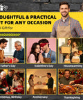 Collage of gift-giving occasions: Father's Day, Valentine's Day, housewarming, Christmas, anniversary, and Thanksgiving.