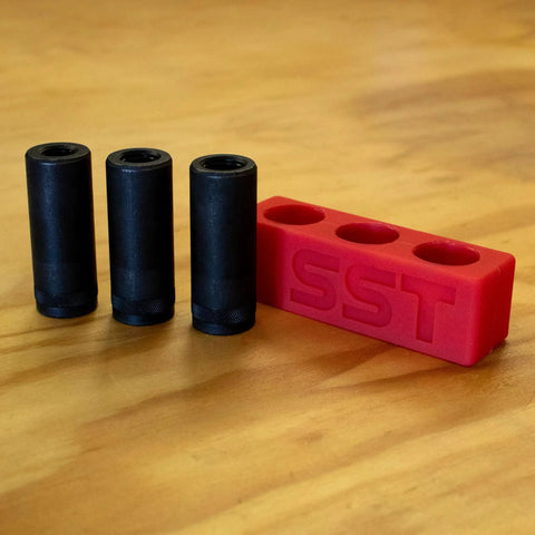 Tap Socket Wrench Three Piece Adapter Set For Quick Threading Snug Secure Durable With Easy Storage And Organization in black oxide