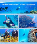 Divers using S700 1.9L Mini Scuba Tank DOT Certified Reusable Diving Cylinder Kit for underwater breathing up to 33 feet.