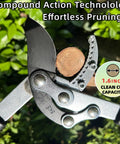 Beast Heavy Duty Tree Loppers with Extendable 21 to 26 Inch Handles cutting a 1.6 inch branch, showcasing compound action pruner.