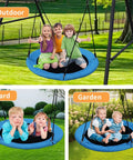 40 Inch Saucer Tree Swing For Kids And Adults, Heavy Duty 700 Lb Capacity Disc Swing with children playing outdoors