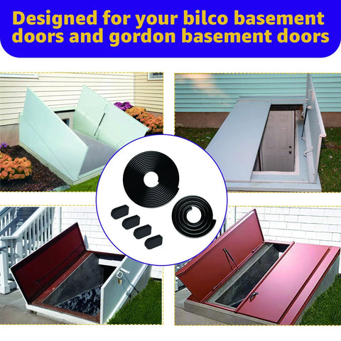 Bilco basement door weatherstrip kit; includes U-shaped gasket, bulb trim gasket, and four cap seal pads