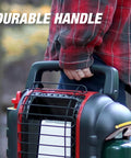 Person carrying Outdoor Portable Propane Heater With 4,000 To 9,000 BTU Radiant Heat For Spaces Up To 225 Sq Ft MA Canada Approved
