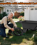Man installing 20 Inch Flat Free Wheelbarrow Wheels 2 Pack With Preinstalled Five Eighth Inch Bearings And Three Quarter Inch Adapters Replacement Cart Tires For Rubbermaid And Garden Carts Built Tough Easy Install And Durable Performance on a black Rubbermaid cart.