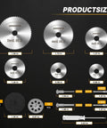 Ultimate 55 Piece All In One Rotary Tool Cutting Wheel Kit With Resin Discs Diamond Wheels HSS Blades And Extras diagram