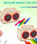 Build Your Own Bluetooth Speaker Kit With LED Lights And Colored Pencils For STEM Learning Fun For Kids Ages 8 To 14, wooden shell