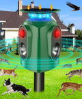 Animal Repeller Outdoor With PIR Sensor And Solar Power Cat And Deer Deterrent With 360 Degree Coverage For Garden Yard Farm Keeps Pests Out mounted on lawn
