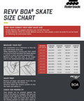 Size chart for BOA 125 Inline Skates for Adults, detailing measurements and fitting instructions for high performance speed training.