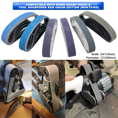 Full view of Three Quarter Inch By Twelve Inch Replacement Sanding Belt Kit For Ken Onion Edition Knife And Tool Sharpener