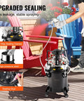 No Sweat Automatic Stirring Spray Paint Pressure Pot Two Point Five Gallon Air Powered Paint Mixer Tank in use, showing adjustable features.