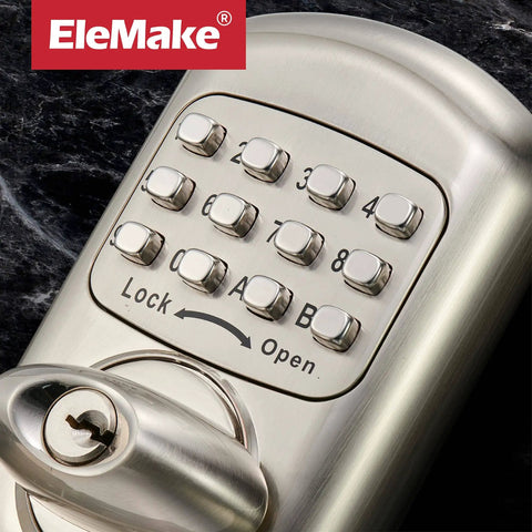 Keyless Mechanical Deadbolt Door Lock With Keypad Zinc Alloy Construction Sabbath Lock For Shabbos, close-up view