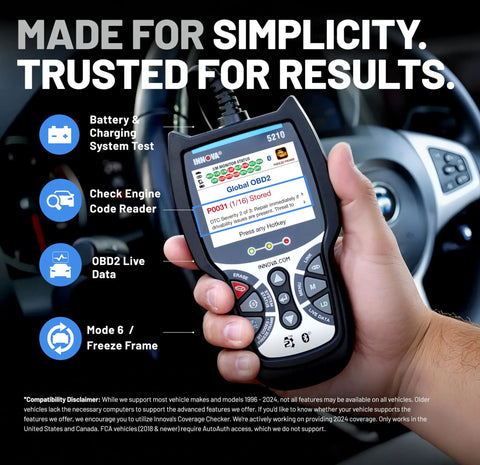 Hand holding Beast OBD2 Scanner With Battery Tester Engine Code Reader Live Data Oil Reset Car Diagnostic Tool