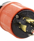 Heavy Duty Generator Extension Cord Featuring Nema L14 30 Locking Connectors close-up view of the four-prong plug.