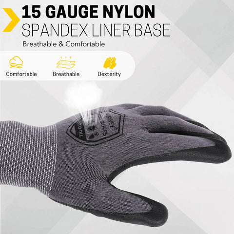 Micro Foam Nitrile Coated Work Gloves With Seamless Knit Nylon For Heavy Duty Grip In Wet Damp And Oily Conditions