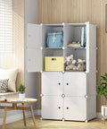 Eight Cube Storage Organizer In White 28 Inch Wide By 18 Inch Deep By 56 Inch Tall Closet And Toy Organizer with a tidy room setup