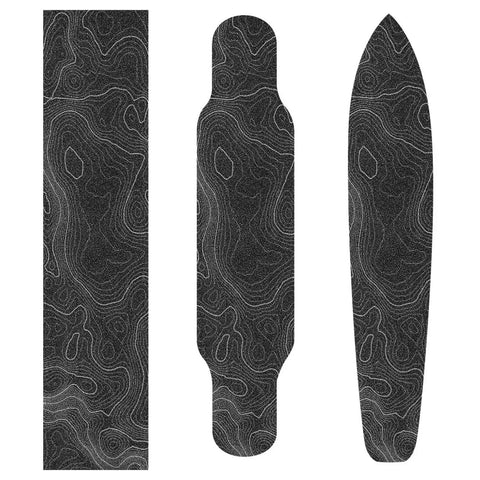 Contour Map Grip Tape For Skateboards 33 By 9 Inches Black With White Contour Lines Ultra High Traction Anti Slip Sandpaper