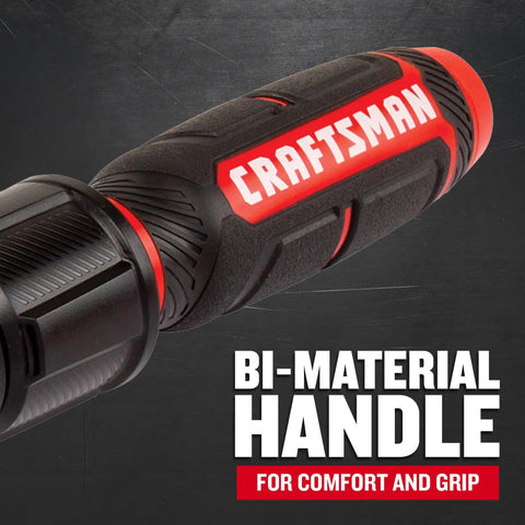Close-up of torque wrench handle showing bi-material grip for comfort and grip, part of Torque Wrench With Three Eighths Inch Drive.