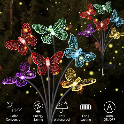 Solar Butterfly Lights Outdoor 2 Pack With 12 Swaying Garden Lights Waterproof Color Changing For Yard Pathway Decor That Dance In The Breeze And Create A Whimsical Nighttime Vibe