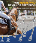 Lightweight Zinc Alloy Dressage Spurs with 20mm Neck and Rotatable Rowel next to horse and rider