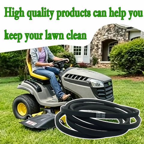 GX21395 Replacement Mower Deck Belt For 54 Inch Decks, Easy Install, Beefy Durability, Fits John Deere S180 D170 E180 LA175 G110 Tractors, 0.66 Inch Width And 161.4 Inch Length, coiled black belt on lawn tractor