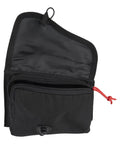 10/22 Buttstock Pouch for Magazines and Ammo, zippered pocket open, protective flap visible, lightweight material
