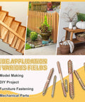 20 Pcs Double Ended Screws Set M4 X 40mm Carbon Steel Hanger Bolts Self Tapping Wood Dowels For Wood Joints And Furniture Repairs Zinc Finish Durable Zinc Coated For Indoor And Outdoor Use And Quick Fixes For Wood Joints displayed alongside furniture and wood applications.