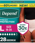 Fresh Protection Adult Incontinence Underwear For Women Large 28 Count Disposable Maximum Absorbency Blush Packaging May Vary.