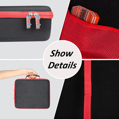 Collage of Beefy Rugged Hard Storage Case with handles, zippers, and red mesh pocket for Craftsman V20 Cordless Drill Kit Replacement Case Only.