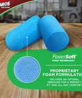 Extreme Foam Earplugs With 33dB NRR 100 Pair Pack, blue hypoallergenic polyurethane foam with tapered design on wooden surface.