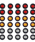 Must Have Three Quarter Inch LED Side Marker Lights 30 Pack Amber Red White Round Clearance Lamps Sealed 12V DC
