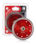 4.5 Inch Super Thin Diamond Porcelain Saw Blade For Ceramic Tiles 2 Pack Wet Or Dry Cutting with Turbo Mesh Rim, red color