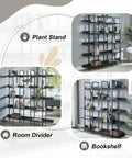 Five Shelf Vintage Industrial Bookcase With Black Metal Frame And MDF Shelves as plant stand, room divider, bookshelf