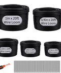 Split Wire Loom Tubing Kit With Five Size Options Quarter Inch Three Eighths Inch Half Inch Three Quarters Inch And One Inch By Twenty Feet