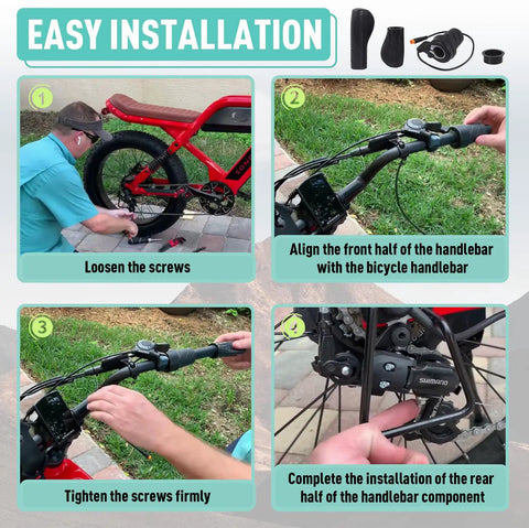 FT76X Half Twist Ebike Throttle With Waterproof Plug For 12V To 72V Controllers, Thumb Style Handle Fits Most E Bikes, Mountain, Folding And Cruiser Scooters, Easy Install, Durable Build, Smooth Ride, Quick Response