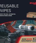 PowerClean X70 Medium Duty Cloths For Industrial Cleaning, absorbent white towels box displayed in factory setting