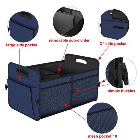 72L Large Car Trunk Organizer With Waterproof Collapsible Design And 11 Pockets Built Tough Car Storage for organizing gear