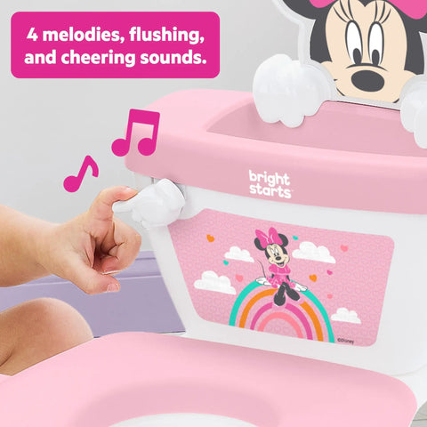 Super Sweet Disney Minnie Mouse Toddler Potty Training Toilet With Real Flush And Cheer Sounds Lickety Split Floor To Chair Transition Removable Splash Guard Tough Grab Handles Smooth Learning For Kiddos 18 Months Plus