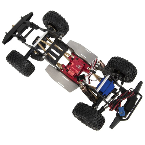 Lightweight Carbon Fiber LCG Chassis For TRX4M 1/18 RC Crawler Defender And Bronco, showing 8° bottom incline and tough carbon frame.