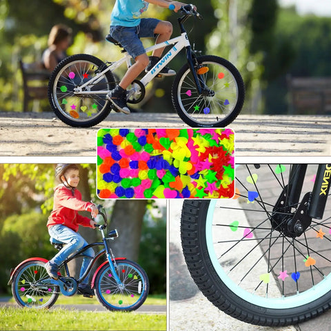 210 Pcs Bike Wheel Spokes Beads Set For Kids - Colorful Plastic Clip Beads In Star, Heart, Ball Shapes on kids' bikes