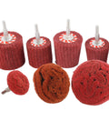 7 Piece Non-Woven Abrasive Buffing Wheel Set For Drill With One Quarter Inch Shank, red 320 grit wheels for metal and wood polishing