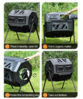 Dual Chamber 160L Compost Bin With 360 Degree Tumbling Rotating Composter for garden kitchen yard outdoor use demonstrated