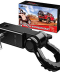 2 Inch Shackle Hitch Receiver Set With Three Quarter Inch D Ring, 45000 Lb Break Strength, Trailer Pin in front of product box