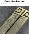 Door Pull Handle Two Sided Stainless Steel Push Pull Door Handle For Interior And Exterior Barn Style Doors, Antique Wood Rectangle Handle In Bronze Finish, Easy Grip Hardware For Rustic Modern Homes, showing electroplated surface and decorative pattern details